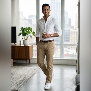 Faconnable Men's Chinos in Khaki Tan.Size 46 Europe (32 US).Made in Portugal.
A8